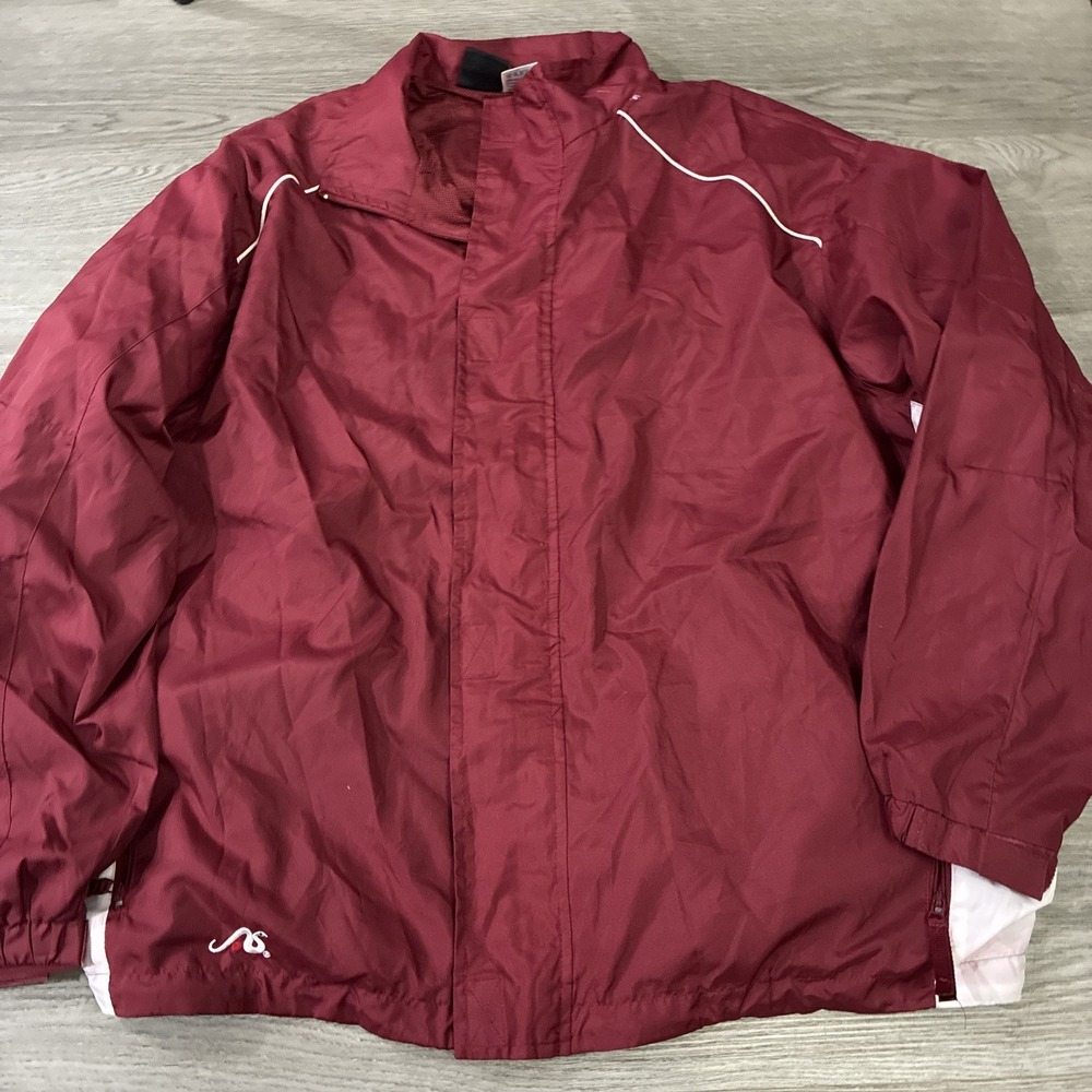 mens Authentic anaconda sports windbreaker jacket burgundy and white | Size XL